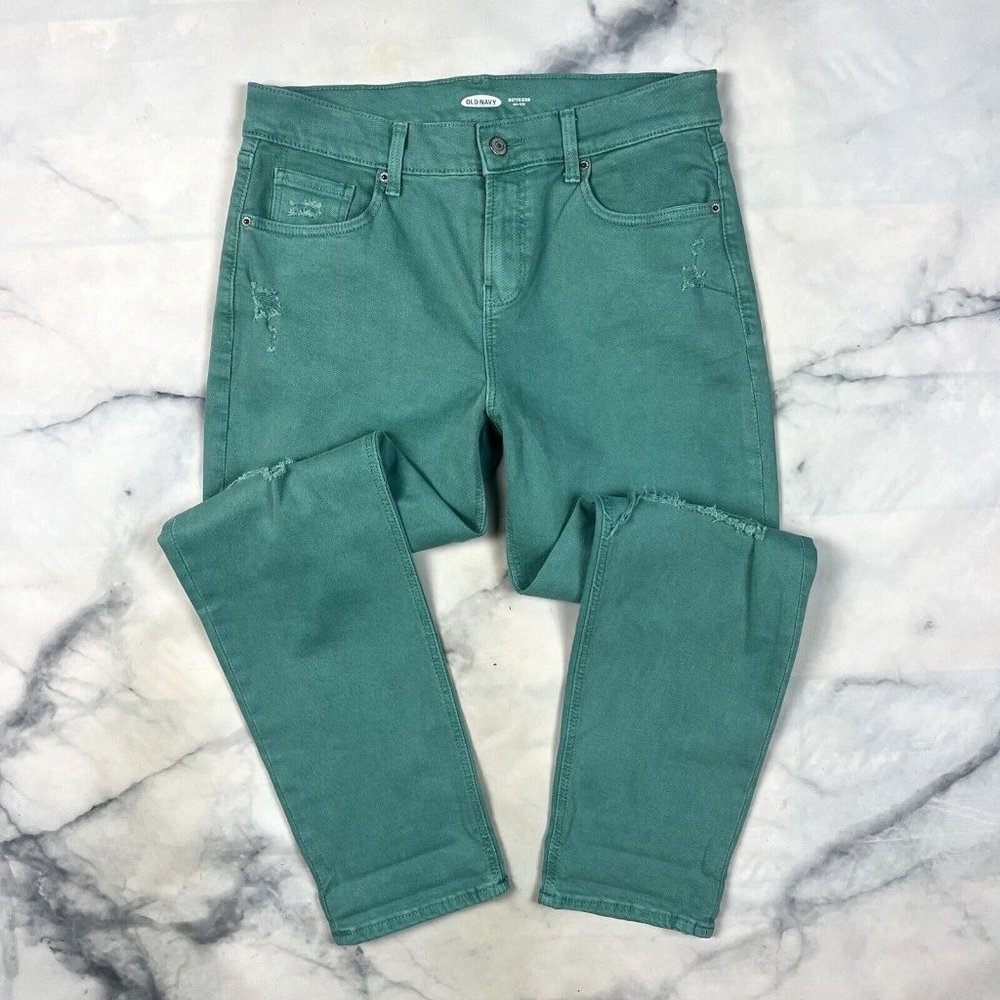 Old Navy Mid Rise Boyfriend Jeans Size 4 Cool Color English Channel Teal 566173